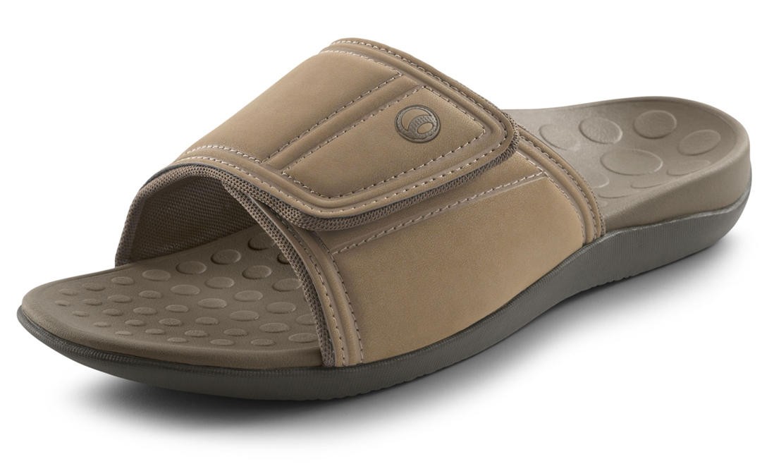 Vionic Kiwi Camel W8 Orthaheel Slide Sandals for Men | Orthotic Shop