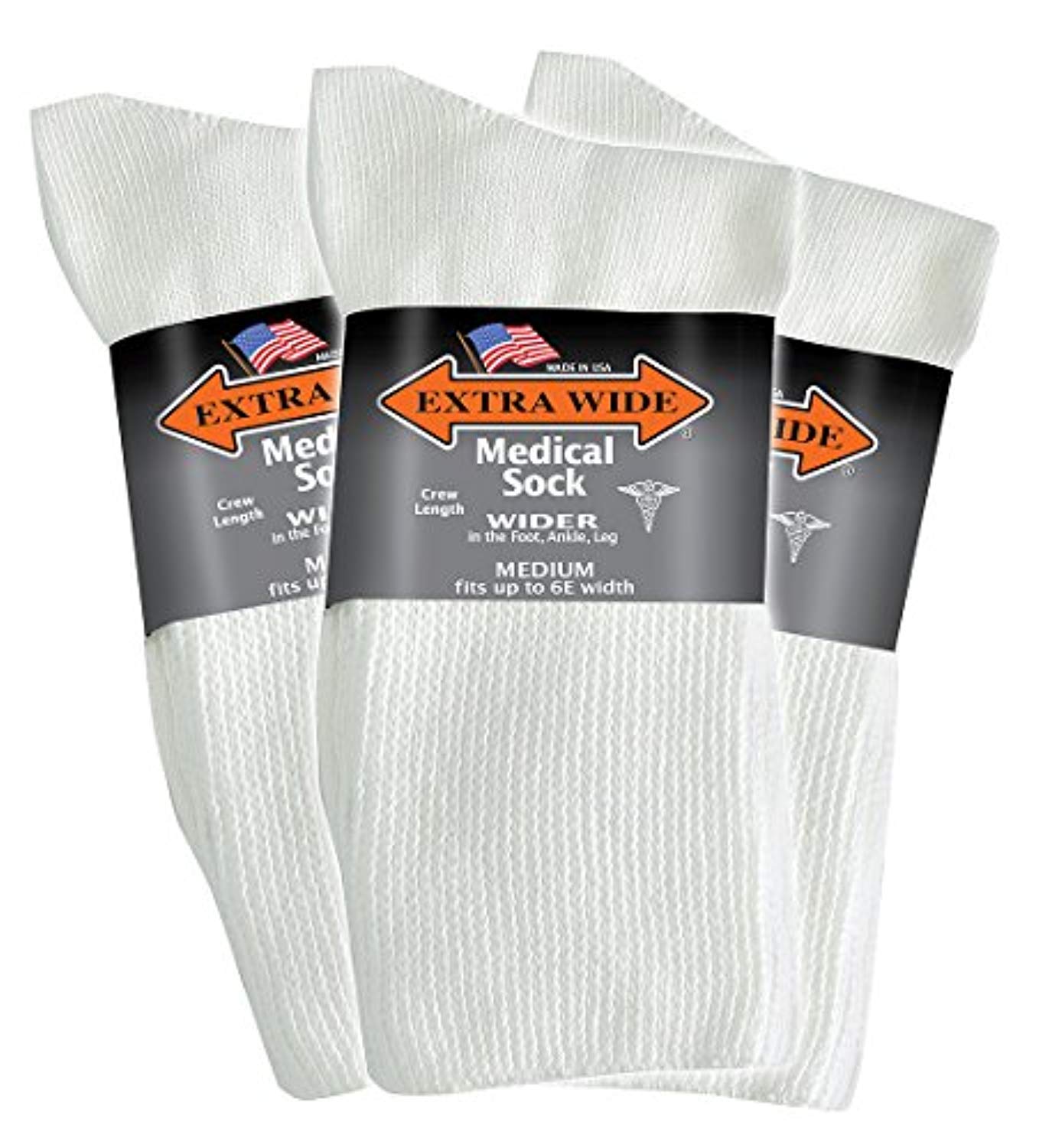 Extra Wide Ankle Socks Size XL 16-21 Up to 6E Stretch WHITE 3-Pack 