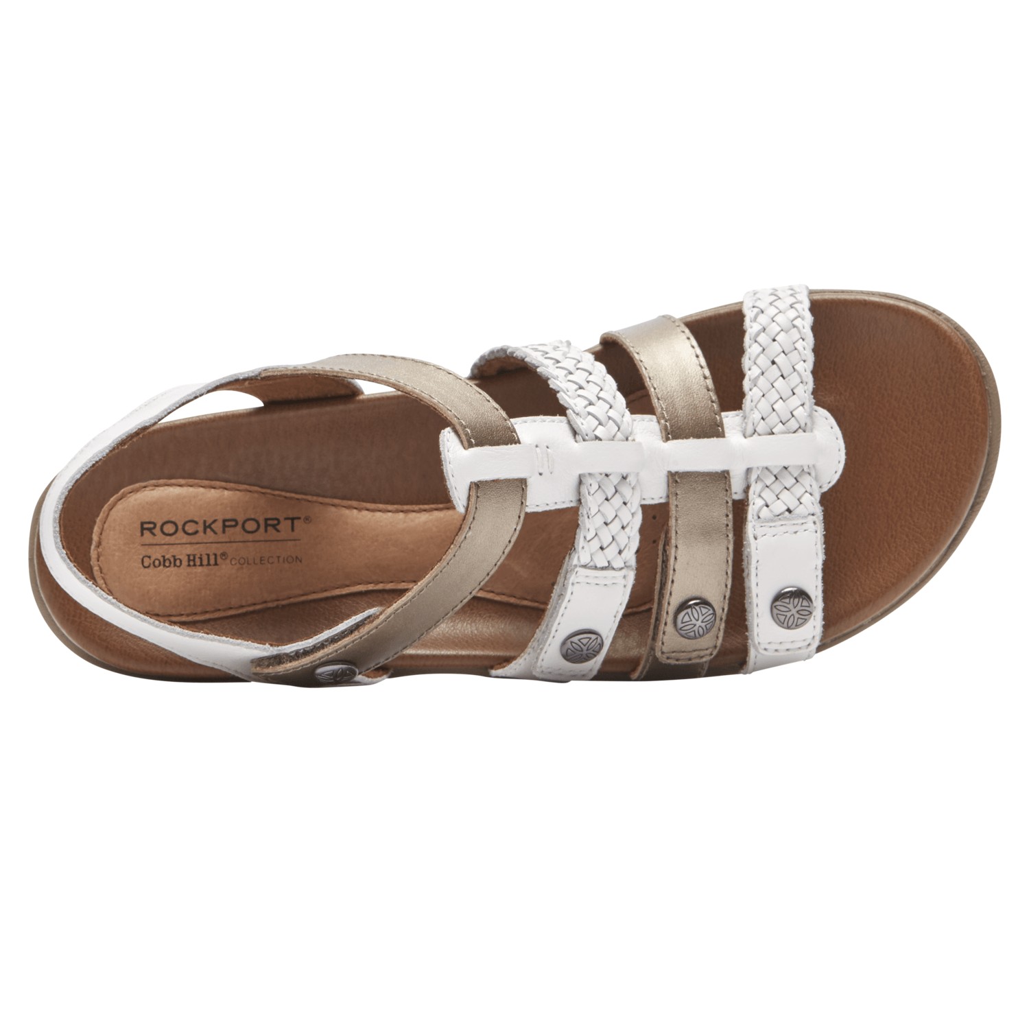 Rockport Cobb Hill Rubey T Strap Womens Sandal White Multi 8 Medium Rockport Cobb Hill Collection RP-839