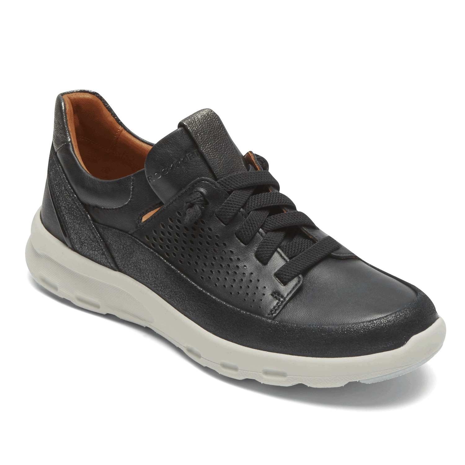 womens black leather walking shoes