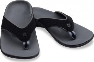 Spenco Men's Black PolySorb Yumi Canvas Thong Orthotic Sandals 