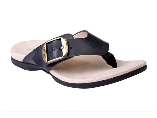 Spenco Sierra Leather Thong Arch Supportive Sandal - Black - Pair
