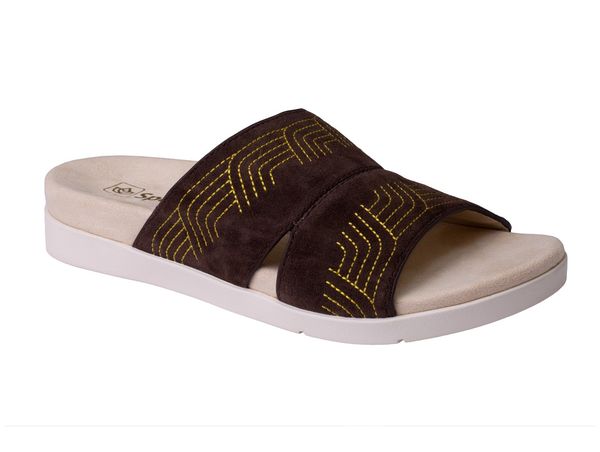 Spenco Twilight Ellie Women's Leather Slide Sandal - French Roast - Pair