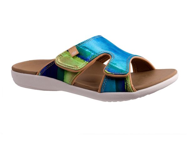 Spenco Kholo Monet Women's Orthotic Slide Sandal - Aqua Sea - Pair