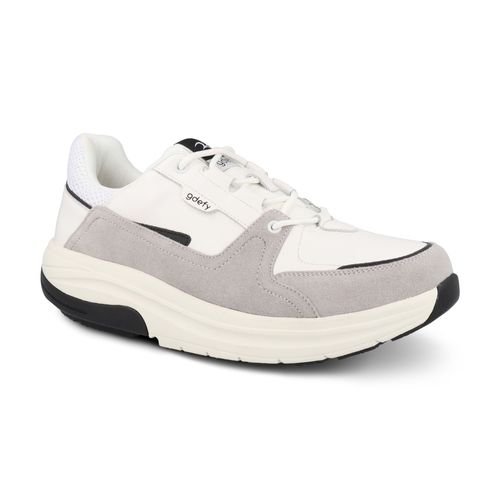 Gravity Defyer Pelekxon Men's GDEFY Leather Athletic Shoes - Gray / White - Profile View