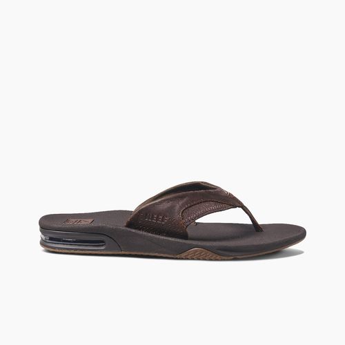 Reef Leather Fanning Men's Sandals - Dark Brown - Angle