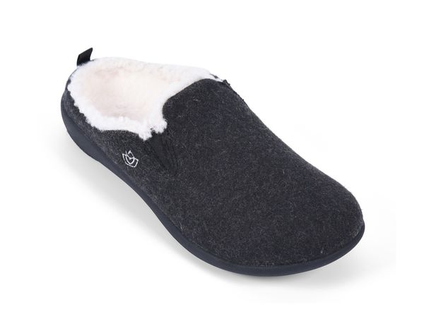 Spenco Dundee Women's Arch Supportive Wool Slippers - Black - Pair