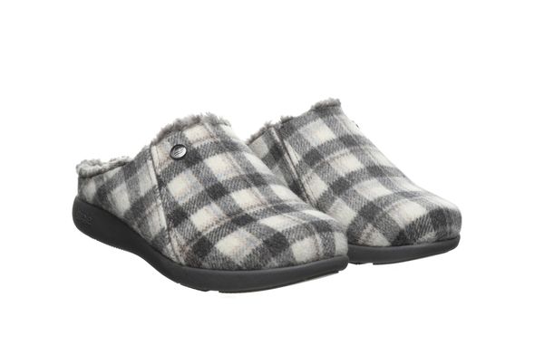 Strole Snug Tartan Women's Supportive Clog with Orthotic Arch Support Strole- 030 - Charcoal - View