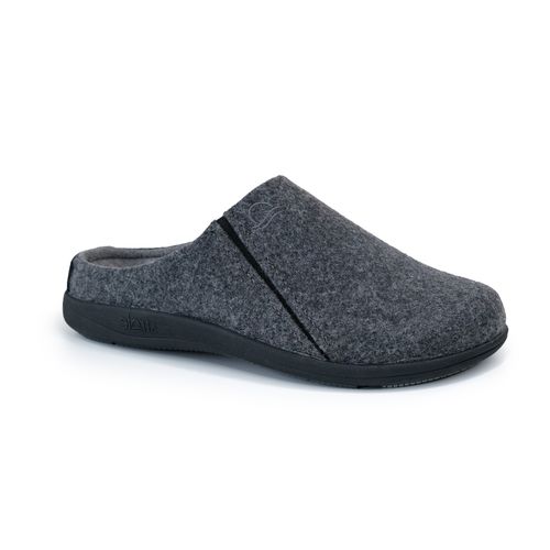 Strole Lodge Men's Supportive Clog Wool Slipper with Arch Support Strole- 060 - Graphite - Profile View