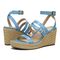 Vionic Sabina Womens Quarter/Ankle/T-Strap Wedge - Sky - pair left angle