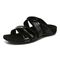 Vionic Hadlie Womens Slide Sandals - Black Leather - Left angle
