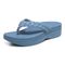 Vionic Kenji Women's Toe-Post Platform Wedge Sandal - Blue Shadow - Left angle