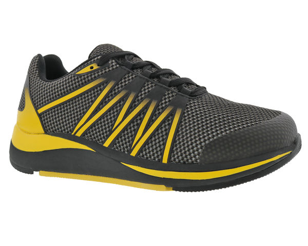 Drew Player Men's Therapeutic Walking Shoes -  Black/Yellow Combo