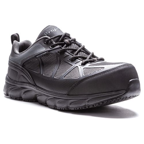 Propet Men's Seeley II Composite Toe Work Shoes - Black/Grey - Angle