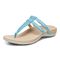 Vionic Elvia - Women's Adjustable Slip-on Orthotic Sandal  - Porcelain Blue Syn Left angle