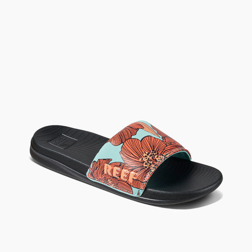Reef One Slide Women's Sandals - Aqua Blossom - Angle