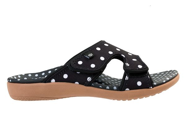 Spenco Kholo Polka Dot Women's Orthotic Slide Sandal - Black - Profile