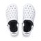 Joybees Varsity Lined Clog - Unisex - Comfy Clog with Arch Support -  Varsity Lined Clog  Adult White/Charcoal Pp Top Down View