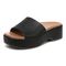 Vionic Trista Women's Slide Wedge Sandal with Arch Support - Black Leather - Left angle