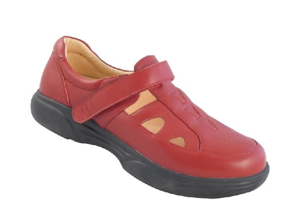 Mt. Emey 9211 - Ruby Red orthopedic sandal by Apis Footwear - profile view