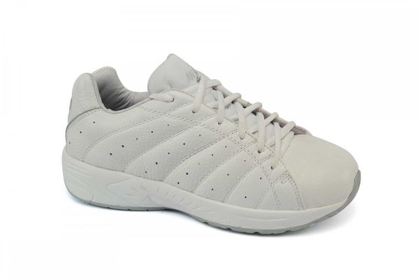 Answer2 557-3 White Mens Walking Comfort Shoe - White/Silver Main Angle