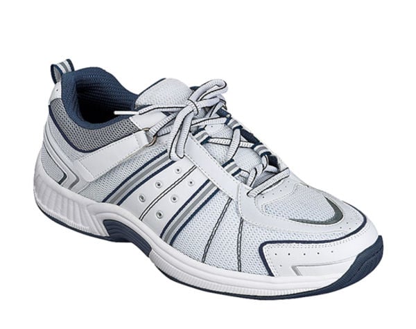 Orthofeet Men's Athletic Tieless Shoes - 610 - orthofeet-610-white-blue