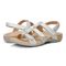 Vionic Amber - Women's Adjustable Slide Sandal - Orthaheel - Silver Met Linen - pair left angle