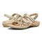 Vionic Amber - Women's Adjustable Slide Sandal - Orthaheel - Gold Metallic Linen - pair left angle
