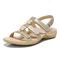 Vionic Amber - Women's Adjustable Slide Sandal - Orthaheel - Gold Metallic Linen - Left angle
