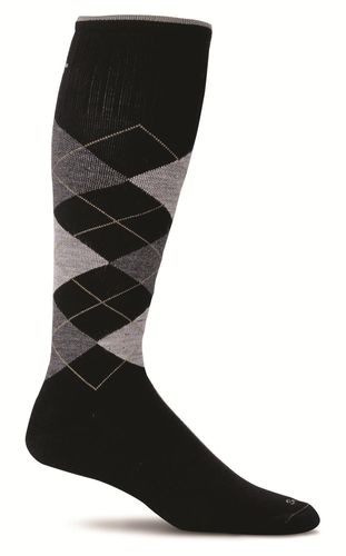 Sockwell Argyle - Men's Moderate Compression Socks 15-20 mmHg - Black