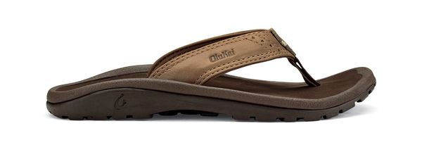 Olukai Nui Boy's Leather Comfort Sandals - Tan/Dk Java - Profile main