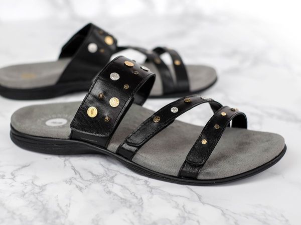 Revitalign Playa Slide Women's Comfort Sandal - Black angle pair