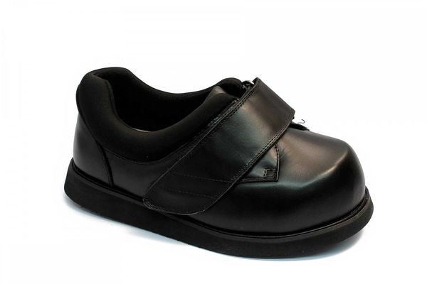 Mt. Emey 502-E - Men's Casual Accomodator Shoes Single Strap - Black Main Angle