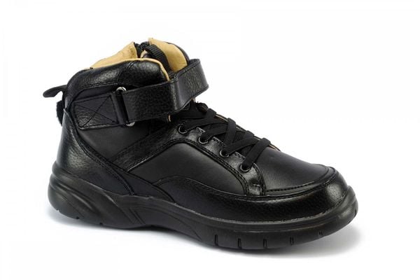 Mt. Emey 9606 - Men's Extra-depth Athletic Hi-Top Strap Shoes - Black Main Angle
