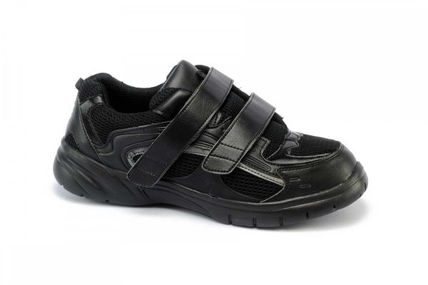 Mt. Emey 9701-V - Men's Extra-depth Athletic/Walking Strap Shoes - Black Main Angle