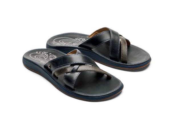 Olukai Paniolo Slide - Women's Comfort Slide Sandal - Vintage Indigo/Vintage Indigo - Pair