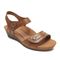 Rockport Cobb Hill Hollywood Pleated Women's T Strap Sandal - Tan Leather - Angle