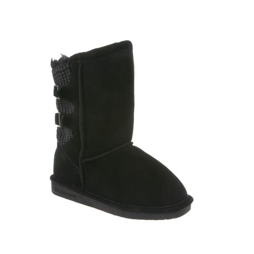 Bearpaw Boshie Youth - Kids' Suede Boots - 1669Y  911 - Black Neverwet - Profile View