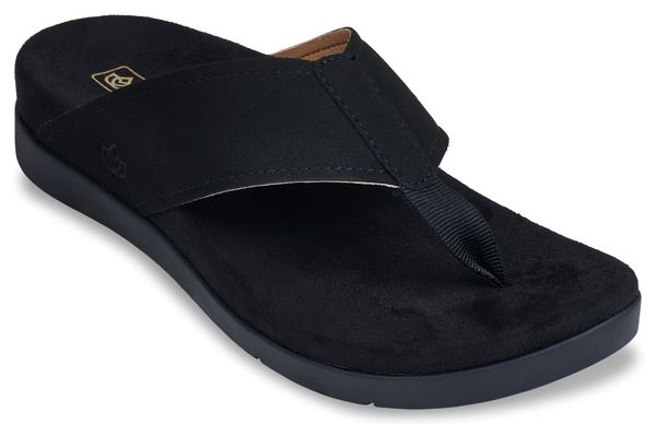 Spenco Hampton Suede Women's Comfort Sandal - Black - Profile