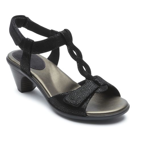 Aravon Medici T Strap - Women's Dress Sandal - Black - Angle
