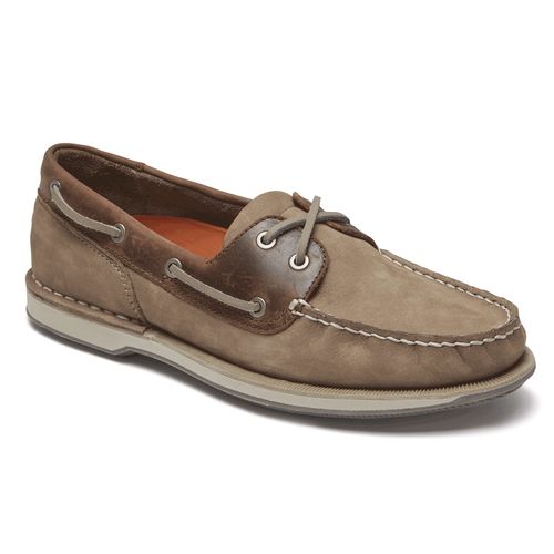 Rockport Perth - Men's Casual Boat Shoe - Taupe Nubuck/be - Angle