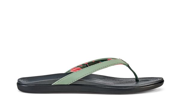 Olukai Ho Opio Ae O Women's Beach Sandals - Green Bay / Dark Shadow - Side