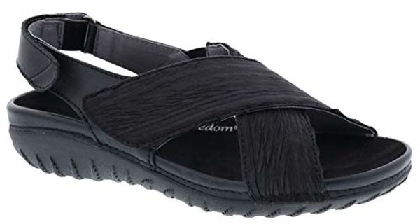 Drew Bon Voyage Women's Adjustable Strap Sandals - Black Fabric