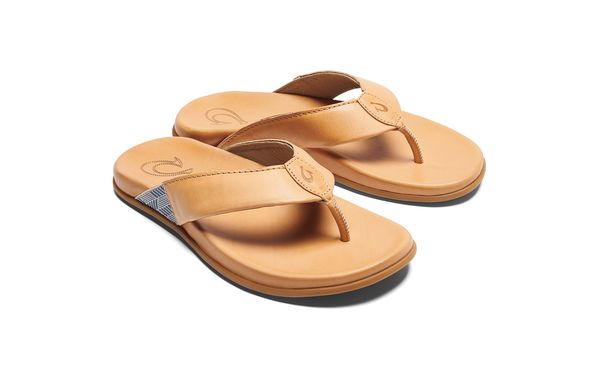 OluKai Malino Men's Leather Beach Sandals - Natural / Natural - Pair