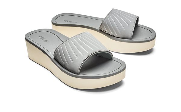 OluKai Halua Women's Wedge Sandals - Poi / Off White - Pair