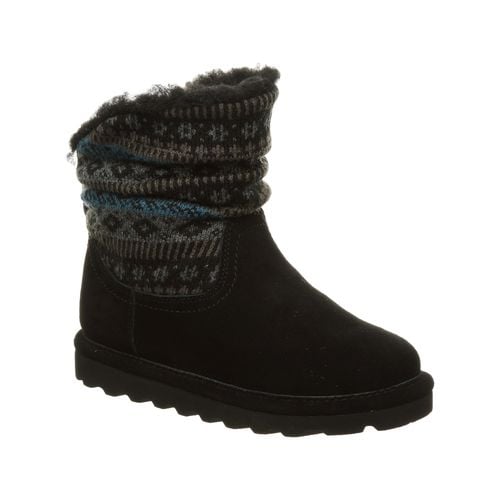 Bearpaw Virginia Kid's Leather Boots - 2133Y  004 - Black Print - Profile View