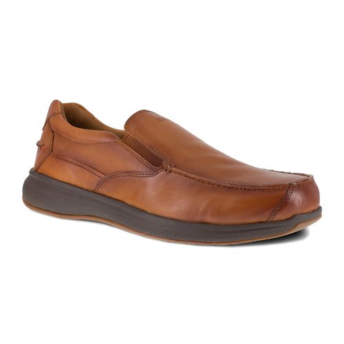 Florsheim Work Bayside Men's Steel Toe Dress Slip-on Shoe - Cognac - Profile View