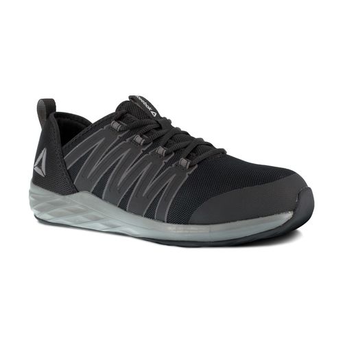 Reebok Work Women's Astroride Steel Toe EH Athletic Shoe - Black and Dark Grey - Profile View