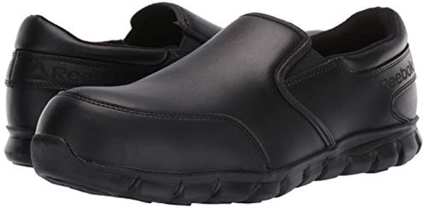 Reebok Work Men's Sublite Cushion Comp Toe Comfort Slip-on Athletic Work Shoe ESD - Black