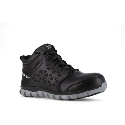 Reebok Work Men's Sublite Cushion Comp Toe Work Mid Boot EH - Black and Grey - Profile View